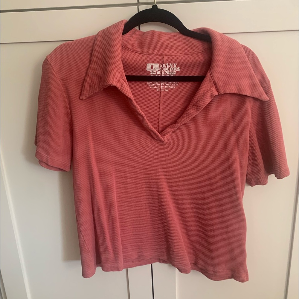 Big bud press fisherman collared polo in raspberry pink L